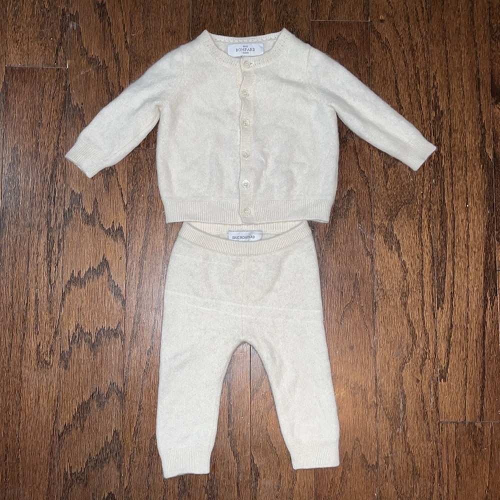 100% Cashmere Set Cardigan & Pants 6M Eric Bompard white